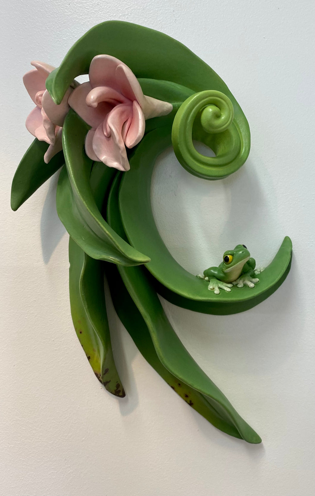 Frog with Pink Orchids